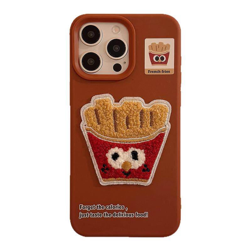 立体ins毛绒美食薯条汉堡适用苹果15promax手机壳iPhone16可爱14创意13少女12硅胶保护套17个性18promax秋冬