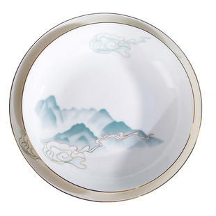 天顺陶瓷望春山果盘家用炒菜盘子加深饭盘圆盘深盘微波炉可用高级