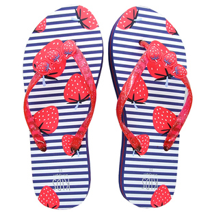 新款女士厚底人字拖鞋沙滩夹脚带花凉拖夏季大码外穿防滑2026时尚