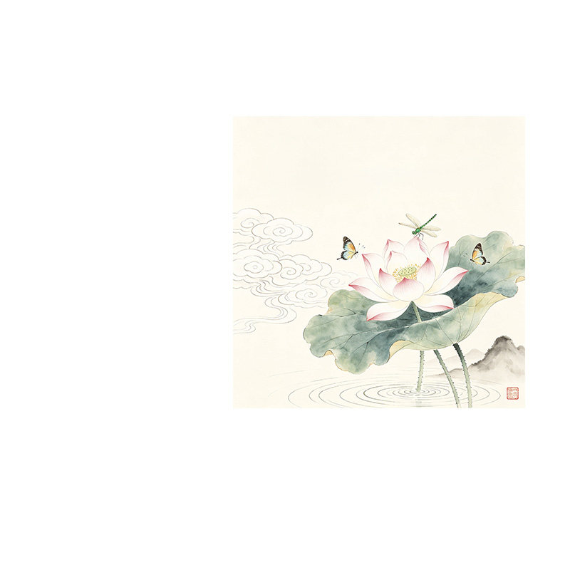 荷花免打孔防水速干浴帘