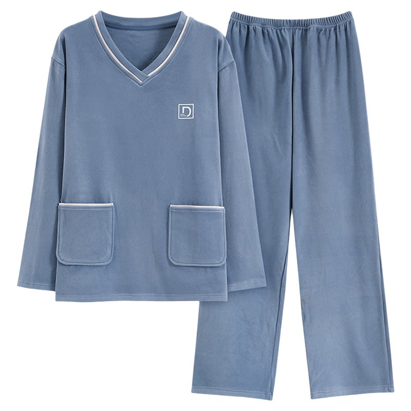 春秋冬季男士德绒睡衣长袖家居服