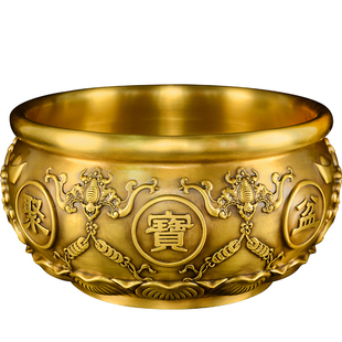 聚宝盆摆件黄铜招家用实心八方来财聚宝盆客厅办公室开业礼品大号