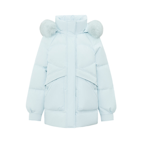 雪中飞狐狸毛领羽绒服女款