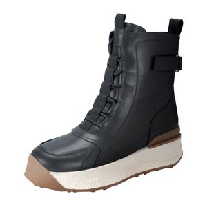 秋冬大棉鞋真皮牛皮面加厚羊毛里马丁休闲运动靴子高帮厚底女鞋