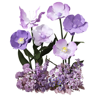 紫色巨型EVA纸艺花装饰摆件装饰