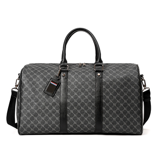 韩版新款男大容量短途旅游出差行李袋潮流格子手提包单肩包健身包