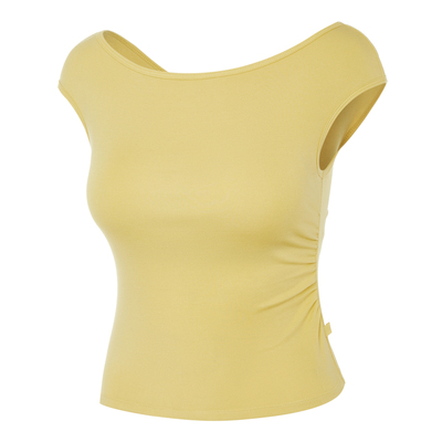 凡圣瑜伽春夏新款健身运动跑步上衣曼妙修身一字肩背心F16217