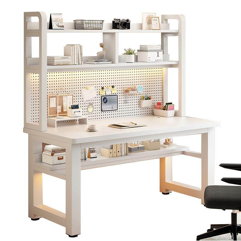 电脑桌家用办公桌卧室学生书桌书架一体带洞洞板简易置物学习桌子