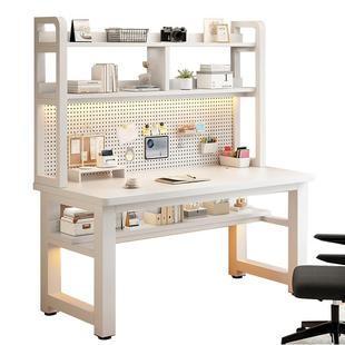 电脑桌家用办公桌卧室学生书桌书架一体带洞洞板简易置物学习桌子