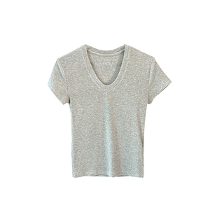 夏日时髦秘诀~！多色U领短袖T恤女2026新款夏季气质修身正肩上衣