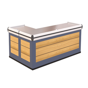 超市不锈钢收银台便利店零食水果蔬菜生鲜店大型商超转角收款柜台