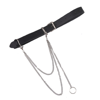 朋克欧美圆圈嘻哈风方扣链条腰带