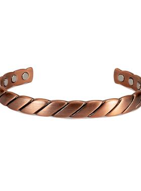 新款纯红铜紫铜手镯简约复古风格磁石健康能量手环节日礼物饰品