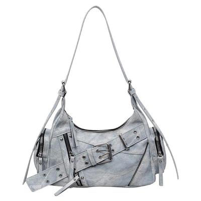 高级感油皮复古包包女2025新款时尚通勤单肩腋下包甜酷手提机车包