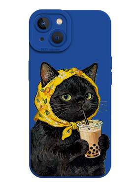 适用vivo手机壳珍珠奶茶猫咪