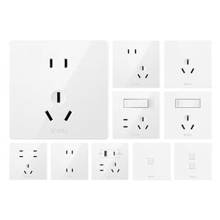 公牛插座开关面板86型家用USB带五孔空调16A奶油风墙壁超薄G12白