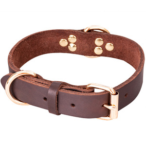 真皮狗项圈中型犬牛皮狗狗脖套柴犬法斗牛边牧金毛柯基狗脖圈颈圈