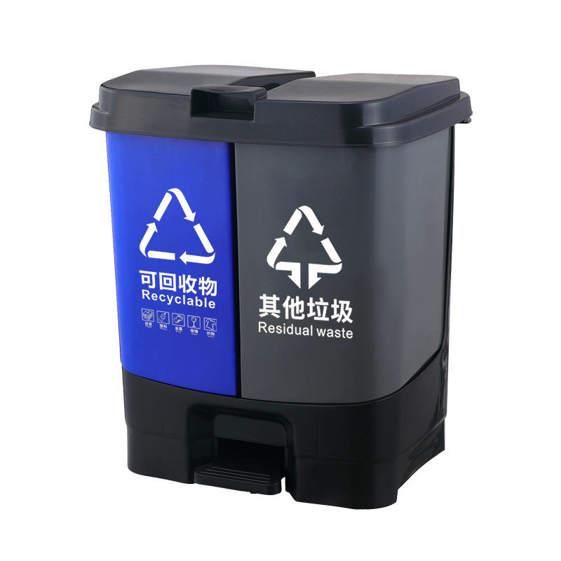 加厚型垃圾分类垃圾桶家用商用学校干湿有害厨余餐厅饭店带盖大号