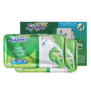 现货美国Swiffer Sweeper瓷砖拖把除尘免洗防静电替换湿巾64片