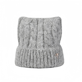 猫耳朵帽子女冬可爱韩版保暖针织毛线女款秋冬季显脸小冷帽猫耳帽