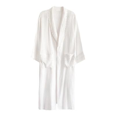 花边拼接纱布棉睡袍仙女女