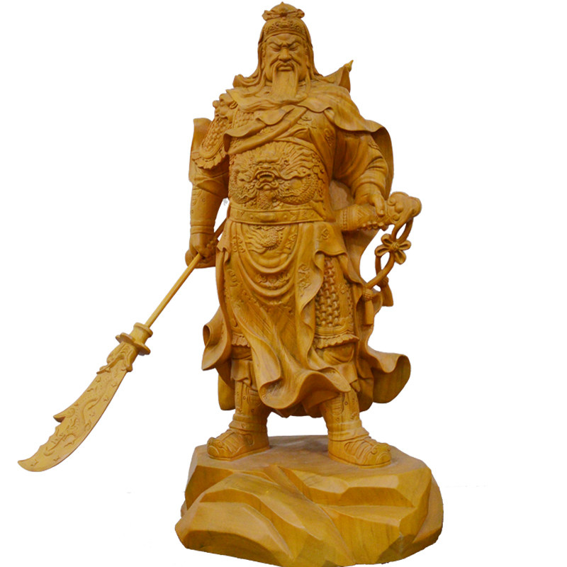 关公木雕神像木关二爷武财神伽蓝家用居家摆件定制 圣造