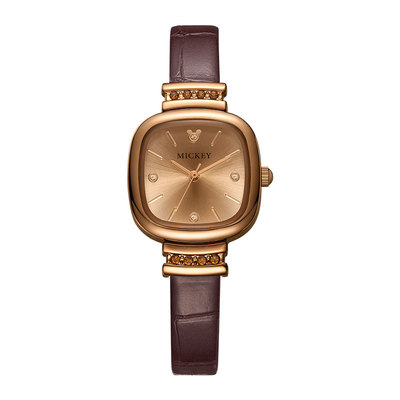 Disney迪士尼小棕表女轻奢小众石英腕表复古皮带通勤手表生日礼物
