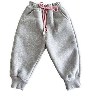 1-5岁女宝宝豪华一体羊羔绒卫裤3女婴儿冬季新款女童超厚休闲棉裤