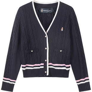 暇步士童装女童针织开衫25秋冬新品大童休闲线衣舒适儿童V领毛衣