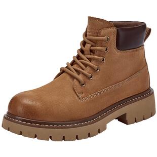 热风男鞋2025年秋季新款男士休闲复古马丁靴百搭短筒男靴厚底靴子