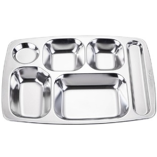 幼儿园 圆形304不锈钢快餐盘 学校学生餐具分隔三格食堂分餐菜盘