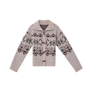 【奥克兰毛衣】CAREMIND复古费尔岛拼图牛角扣毛衣软糯针织衫外套