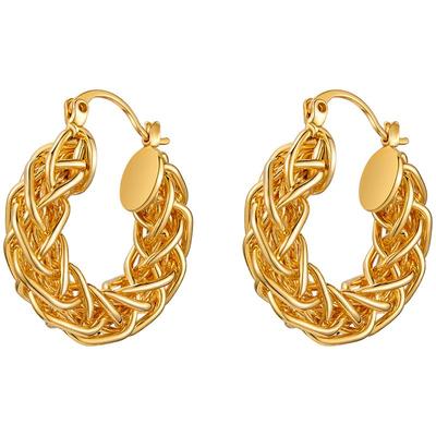 ZEGL真柳金色小麻花耳环女独特小众新款爆款耳钉轻奢高级秋冬耳饰