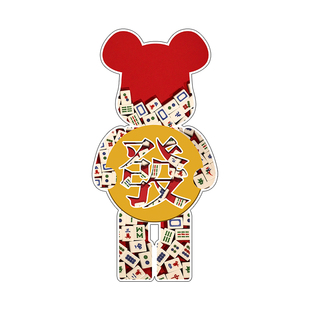 棋牌室挂画麻将馆装饰画带灯网红潮牌暴力熊发光灯画玄关墙面壁画