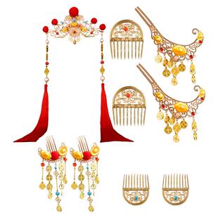 长流苏穗子发簪发梳汉服喜庆百搭古风新年cos财神头饰发冠仿铜钱