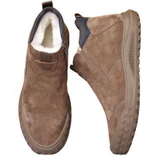 男鞋冬季加绒加厚保暖休闲运动一脚蹬棉鞋工作防水防滑劳保鞋耐磨