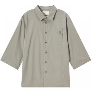 流石男装时尚高端复古七分袖衬衫男士2025年夏季新款宽松冰丝衬衣