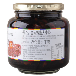 韩国原装进口全南蜂蜜红枣茶1kg 大枣茶冲饮品水果茶酱蜜炼果味茶