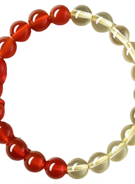 天然红玛瑙黄水晶手链女款