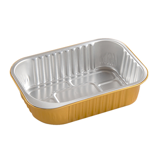 金色10只加厚铝箔餐盒长方形家用烤箱可加热锡纸盒空气炸锅锡纸碗