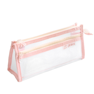 双层立体大容量透明笔袋文具袋笔盒网纱学生考试铅笔袋简约收纳袋