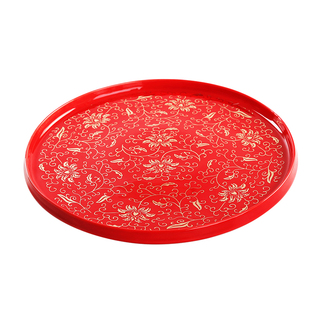 陶瓷喜盘敬茶托盘圆形婚庆茶盘水果盘陶瓷茶具盘糖果干果点心托盘