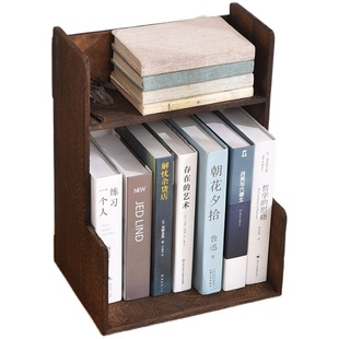 实木桌面书架小型储物阶梯书柜摆放学生书桌收纳架置物架办公书橱