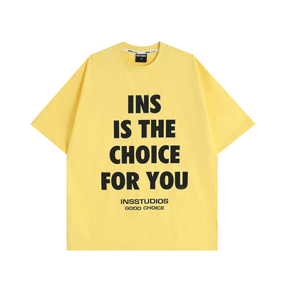 INSstudios字母印花LOGO黄色短袖