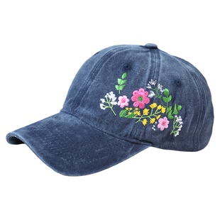 新款民族风刺绣花朵棒球帽女百搭防晒遮阳牛仔鸭舌帽简约休闲帽子