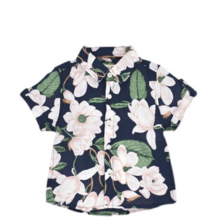 夏季男童短袖花衬衫婴儿宝宝夏威夷海边度假沙滩服儿童大童衬衣薄