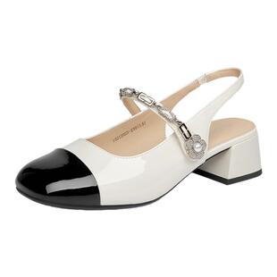 戈美其包头凉鞋女款夏季外穿2025新款配裙子粗跟单鞋玛丽珍小皮鞋