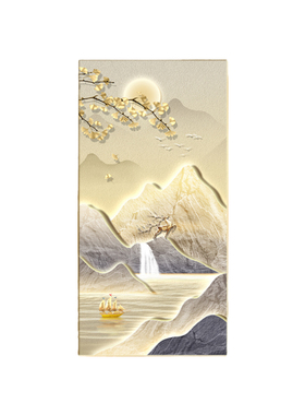 百福图玄关装饰画高档入户门正对墙挂画抽象灯画走廊过道山水壁画