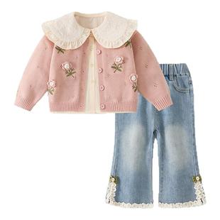 女童套装2026新款春装儿童衣服宝宝洋气小公主超好看小香风一整套