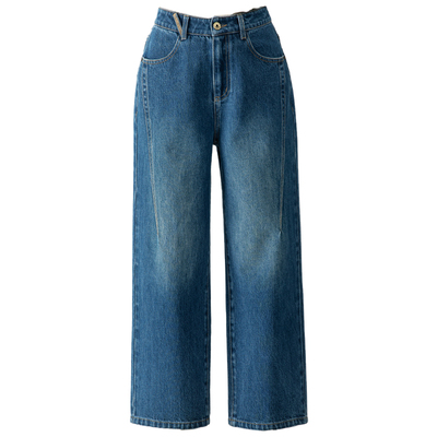 春四季加绒直筒牛仔裤女阔腿裤子